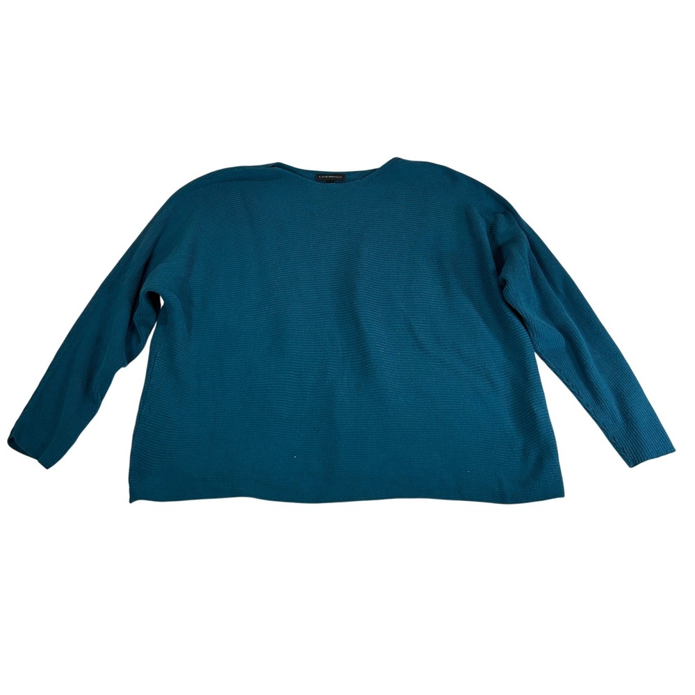 Lane Bryant Teal Blue Ribbed Knit Boat Neck Sweater Plus Size 22/24